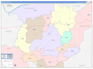 Ritchie County, WV ColorCast style ZIP Code wall map