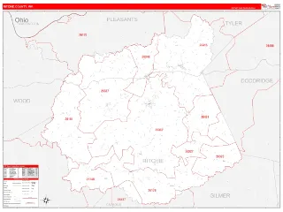Ritchie County, WV RedLine style ZIP Code wall map