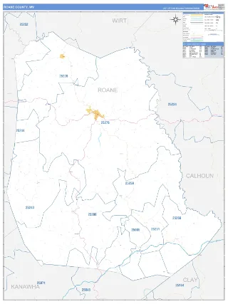 Roane County, WV Business Reference style ZIP Code wall map