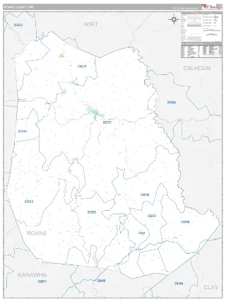 Roane County, WV Classic style ZIP Code wall map