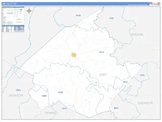 Wirt County, WV Business Reference style ZIP Code wall map