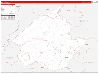Wirt County, WV RedLine style ZIP Code wall map