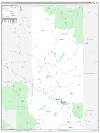 Albany County, WY Classic style ZIP Code wall map