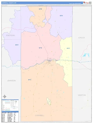 Campbell County, WY ColorCast style ZIP Code wall map