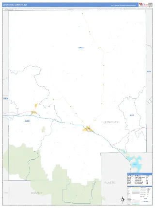 Converse County, WY Business Reference style ZIP Code wall map