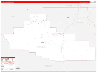 Hot Springs County, WY RedLine style ZIP Code wall map