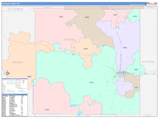 Natrona County, WY ColorCast style ZIP Code wall map