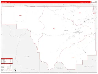 Park County, WY RedLine style ZIP Code wall map