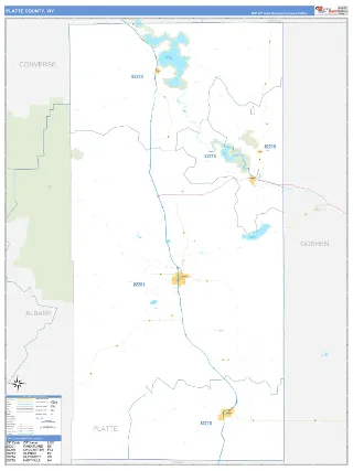 Platte County, WY Business Reference style ZIP Code wall map