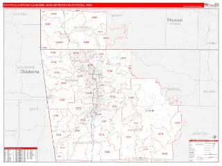 Fayetteville-Springdale-Rogers Metro Area RedLine style ZIP Code wall map