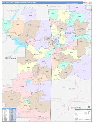 Fort Smith Metro Area ColorCast style ZIP Code wall map