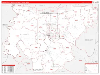 Evansville Metro Area RedLine style ZIP Code wall map