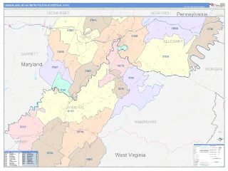 Cumberland Metro Area ColorCast style ZIP Code wall map