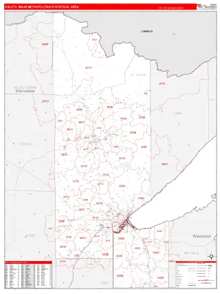 Duluth Metro Area RedLine style ZIP Code wall map