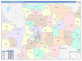 St. Joseph Metro Area ColorCast style ZIP Code wall map