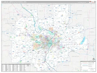 St. Louis Metro Area Classic style ZIP Code wall map