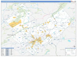 Allentown-Bethlehem-Easton Metro Area Business Reference style ZIP Code wall map