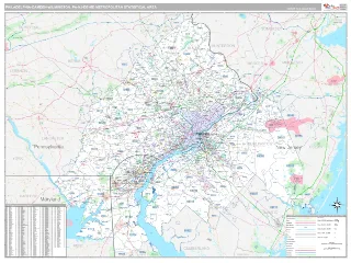 Philadelphia-Camden-Wilmington Metro Area Classic style ZIP Code wall map