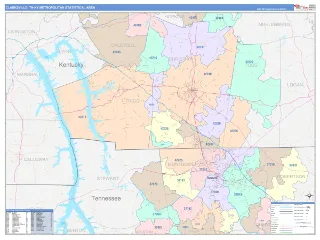 Clarksville Metro Area ColorCast style ZIP Code wall map