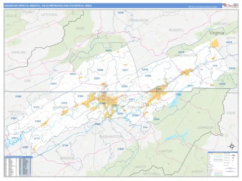Kingsport-Bristol-Bristol metro area map