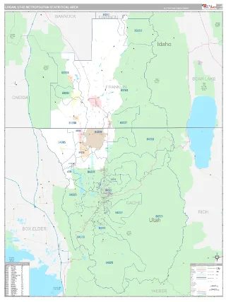 Logan Metro Area Classic style ZIP Code wall map