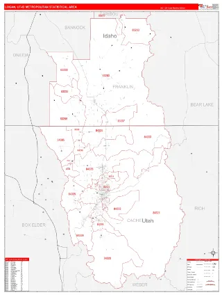 Logan Metro Area RedLine style ZIP Code wall map