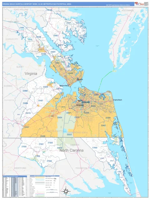 Virginia Beach-Norfolk-Newport News metro area map
