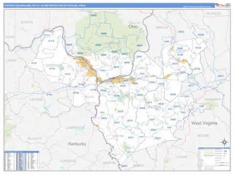 Huntington-Ashland metro area map