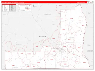 Dothan Metro Area RedLine style ZIP Code wall map
