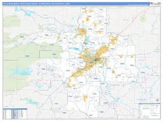 Little Rock-North Little Rock-Conway Metro Area Business Reference style ZIP Code wall map