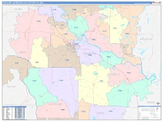 Pine Bluff Metro Area ColorCast style ZIP Code wall map