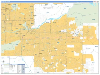 East Valley Metro Area Business Reference style ZIP Code wall map