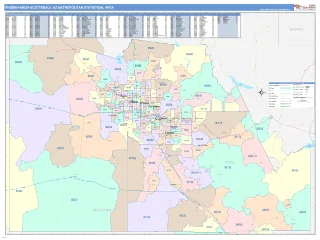Phoenix-Mesa-Scottsdale Metro Area ColorCast style ZIP Code wall map