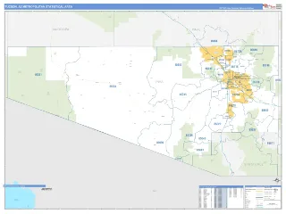Tucson Metro Area Business Reference style ZIP Code wall map