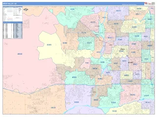 West Valley Metro Area ColorCast style ZIP Code wall map