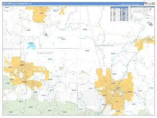 Antelope Valley-High Desert Metro Area Business Reference style ZIP Code wall map