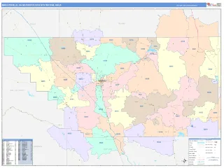 Bakersfield Metro Area ColorCast style ZIP Code wall map