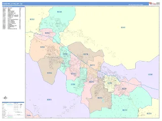 Coachella Valley Metro Area ColorCast style ZIP Code wall map
