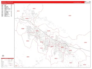Coachella Valley Metro Area RedLine style ZIP Code wall map
