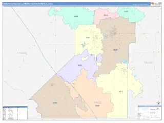 Hanford-Corcoran Metro Area ColorCast style ZIP Code wall map