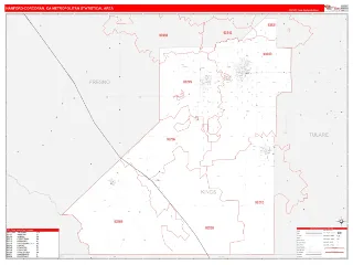 Hanford-Corcoran Metro Area RedLine style ZIP Code wall map