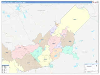 Madera Metro Area ColorCast style ZIP Code wall map