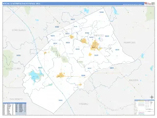 Merced Metro Area Business Reference style ZIP Code wall map