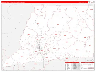 Redding Metro Area RedLine style ZIP Code wall map