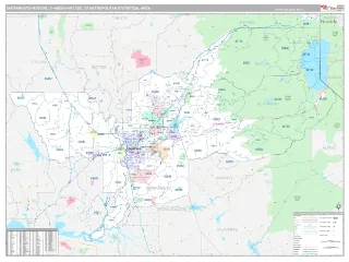 Sacramento–Roseville–Arden-Arcade Metro Area Classic style ZIP Code wall map