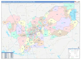 Sacramento–Roseville–Arden-Arcade Metro Area ColorCast style ZIP Code wall map