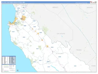 Salinas Metro Area Business Reference style ZIP Code wall map