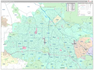San Fernando Valley Metro Area Classic style ZIP Code wall map