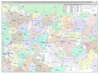 San Gabriel Valley Metro Area Classic style ZIP Code wall map