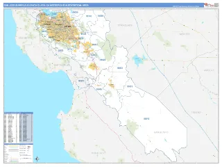 San Jose-Sunnyvale-Santa Clara Metro Area Business Reference style ZIP Code wall map